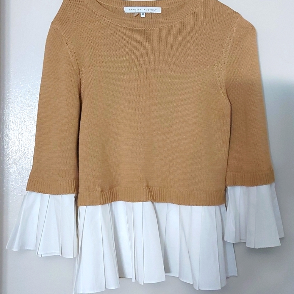 English Factory  Cream/ White Sweater/Pleated